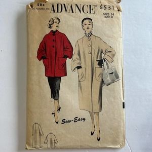 Advance Sew Easy Vintage Pattern #6531‎ Misses Coat Size 14 Bust 32 HTF RARE